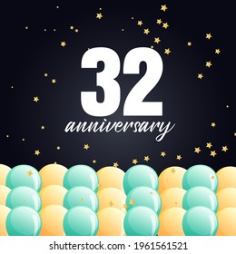 32 year anniversary celebration, vector design for celebrations, invitation cards and greeting cards