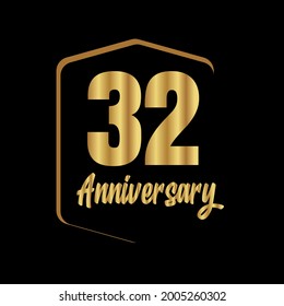 32 year anniversary celebration, vector design for celebrations, invitation cards and greeting cards