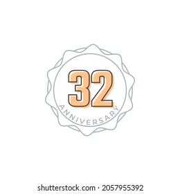32 Year Anniversary Celebration Vector Badge. Happy Anniversary Greeting Celebrates Template Design Illustration