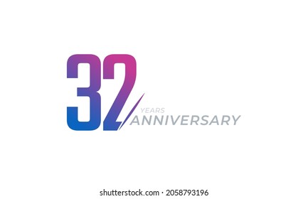 32 Year Anniversary Celebration Vector. Happy Anniversary Greeting Celebrates Template Design Illustration
