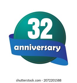 Celebración del 32 aniversario, diseño vectorial para celebraciones, tarjetas de invitación y tarjetas de felicitación