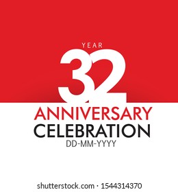 32 Year Anniversary Concept Red Color and White for Banner, Greeting Card - Vector