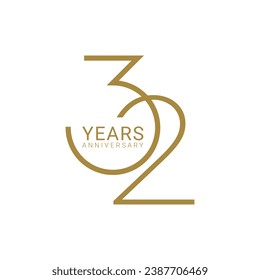 32, 32 Year Anniversary Logo, 32 birthday,  Vector Template Design element for  invitation, wedding, jubilee and greeting card illustration.