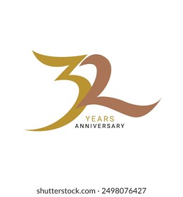 32, 32 Jahre Jubiläum Logo, 32 Geburtstag, Vektor Vorlage Design Element für Einladung, Hochzeit, Jubiläum und Grußkarte Illustration.