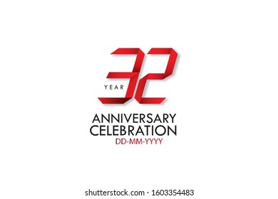 32 year anniversary, Red Dark Contour color with Speedy Design minimalist logo vector illustration on white background - Vector