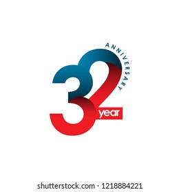 32 Year Anniversary Vector Template Design Illustration