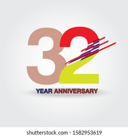 32 Year Anniversary Vector Template Design Illustration