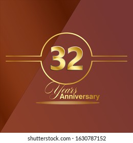 32 Year Anniversary Vector Template Design Illustration