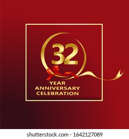 32 Year Anniversary Vector Template Design Illustration