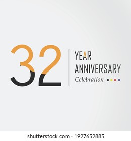 32 Year Anniversary Vector Template Design Illustration Black Orange Elegant White Background