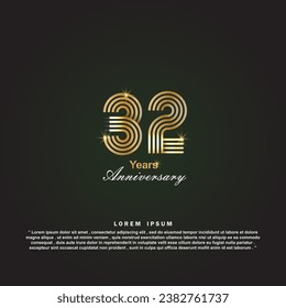 32 Years anniversary celebration 3d vector template design illustration