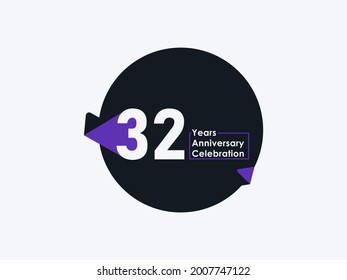 32 Years Anniversary Celebration badge with banner image isolated on white background