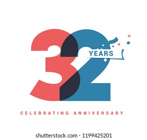 32 Years Anniversary Celebration Colorful Logo Stock Vector (Royalty ...