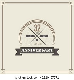 32 years anniversary celebration design template. 32nd  vintage logo vector illustrations.
