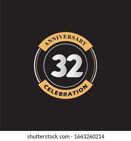 32 Years Anniversary Celebration Logo Vector Template Design 