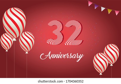 32 years anniversary celebration logo vector template design illustration