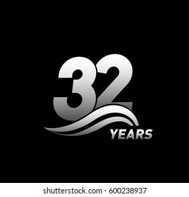 32 Years Anniversary Celebration logo Design with black white color