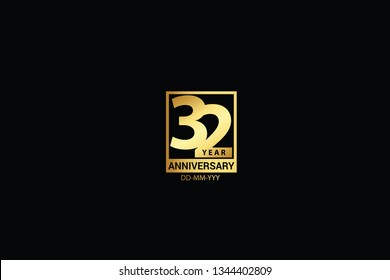 32 years anniversary celebration logotype. anniversary logo with golden and Spark light white color isolated on black background, vector design for celebration, invitation and greeting card-Vector