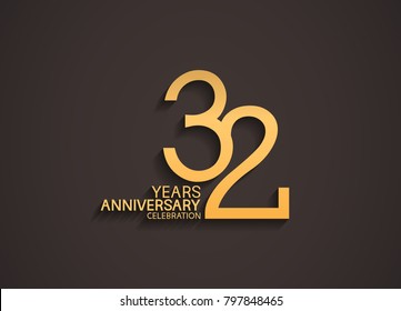 32 years anniversary celebration logotype with elegant gold color for celebration