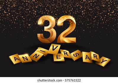 32 years anniversary celebration. Poster or brochure template. Vector illustration.