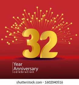 32 Years Anniversary Celebration Vector Template Design Illustration