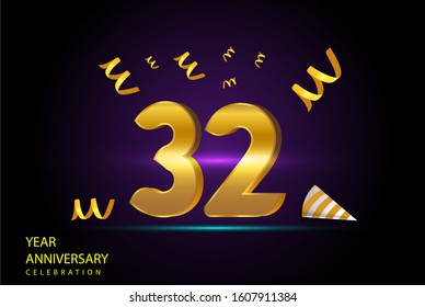 32 Years Anniversary Celebration Vector Template Design Illustration