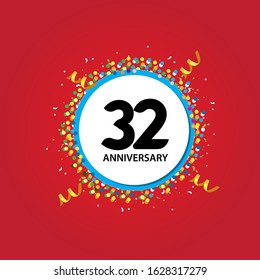 32 Years Anniversary Celebration Vector Template Design Illustration