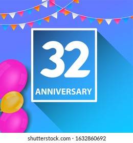 32 Years Anniversary Celebration Vector Template Design Illustration
