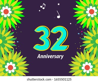 32 Jahre Jubiläum Feier Vektorillustration Vorlage Design Illustration