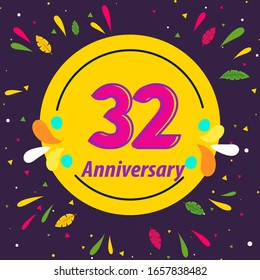 Ilustración de diseño de plantillas vectoriales de celebración de 32 años