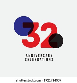 32 Years Anniversary Celebration Vector Template Design Illustration
