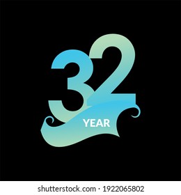 32 Years Anniversary Celebration Vector Template Design Illustration