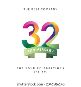 32 Years Anniversary Celebration Vector Template Design Illustration