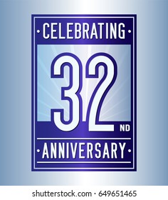 32 years anniversary design template. Vector and illustration