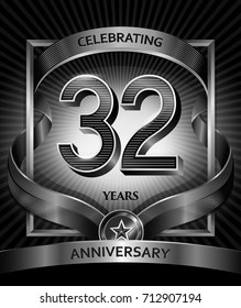 32 years anniversary design template for invitation, advertising, banner, vector design