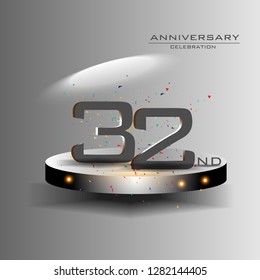 32 years anniversary design vector templates and illustrations, concepts in the future by giving a sci fi feel effect