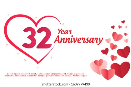 32 Years Anniversary Logo Celebration With Love for celebration event, birthday, wedding, greeting card, and invitation