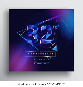 32 Years Anniversary Logo with Colorful Galactic background, Vector Design Template Elements for Invitation Card and Poster Your Birthday Celebration.