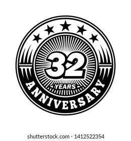32 years anniversary. Anniversary logo design. Vector and illustration.
