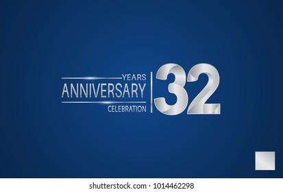 32 years anniversary logo with elegance silver color isolated on blue background for celebration event