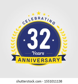 32 Years Anniversary Logo Template Can Stock Vector (Royalty Free ...