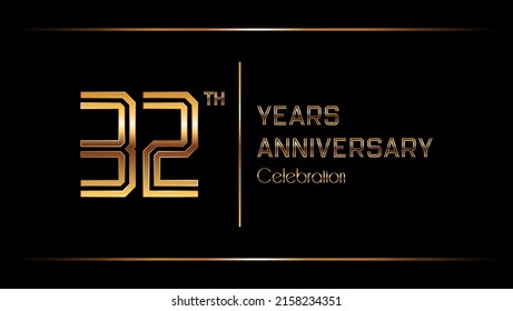 32 Years Anniversary logotype. Anniversary celebration template design for booklet, leaflet, magazine, brochure poster, banner, web, invitation or greeting card. Vector illustrations.