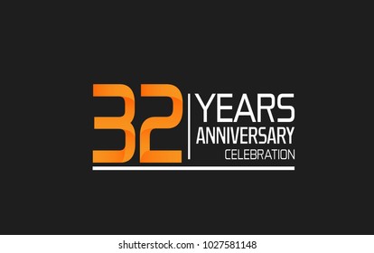 32 years anniversary simple design celebration with orange color and white isolated on black background