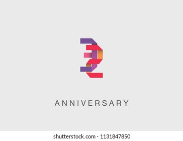 32 Years colorful Anniversary design with overlapping font number, isolated on white background