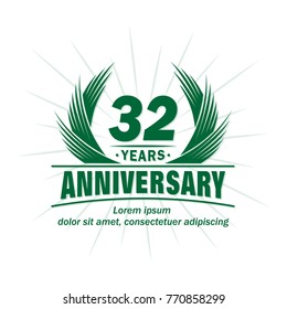 32 years design template. Anniversary vector and illustration template.