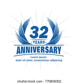32 years design template. Anniversary vector and illustration template.