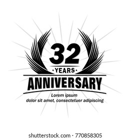 32 years design template. Anniversary vector and illustration template.