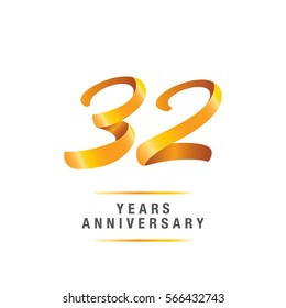 32 years golden anniversary celebration logo , isolated on white background