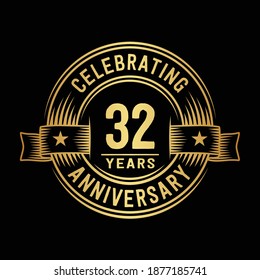 32 years logo design template. 32nd anniversary vector and illustration.