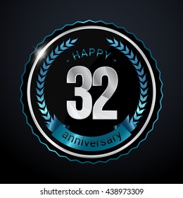 32 Years Silver anniversary logo, low poly design number